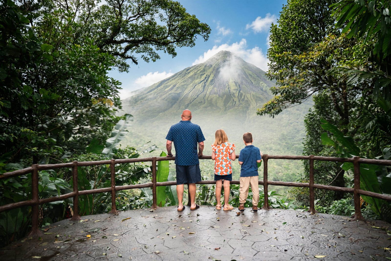 Family photography session overlooking Arenal Volcano in La Fortuna, Costa Rica.